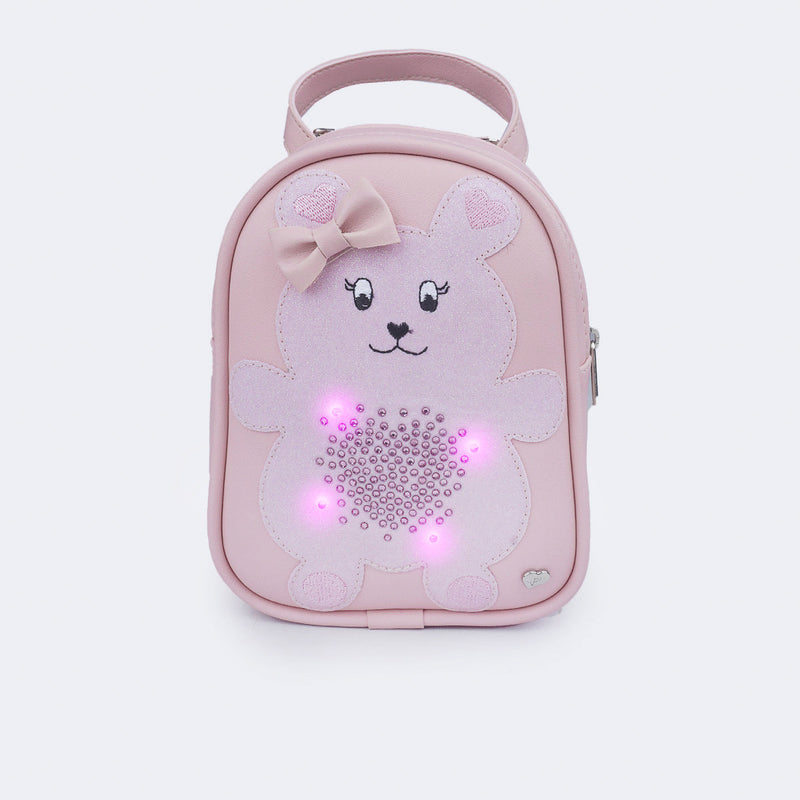 Mochila Infantil Pampili Ursinha Rosa Glace