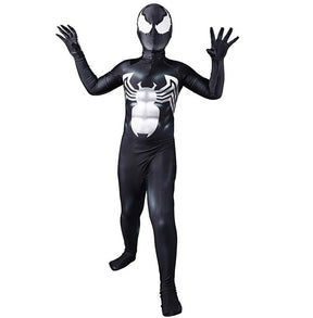 Fantasia Crianças Venom Black Homem Aranha Cosplay Infantil Traje Lentes