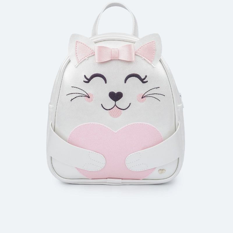 Mochila Infantil Pampili Gatinha Branca e Rosa