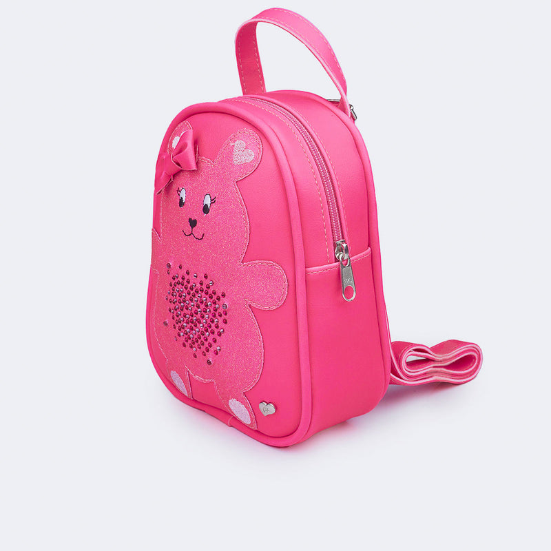 Mochila Infantil Pampili Ursinha Pink Fluor