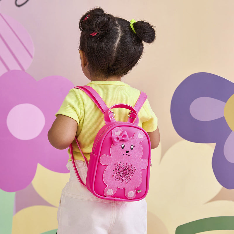 Mochila Infantil Pampili Ursinha Pink Fluor