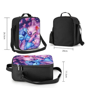 Kit Escolar Stitch e Angel - Mochila, Lancheira e Estojo