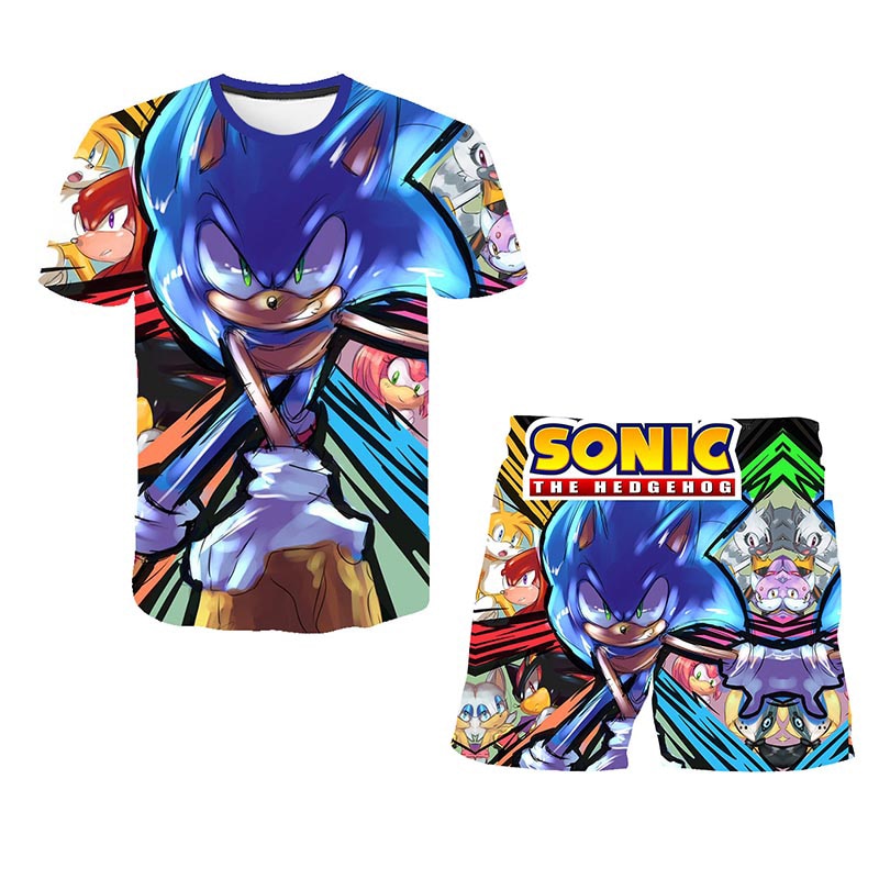 Conjunto Camiseta e Bermuda Sonic 3D